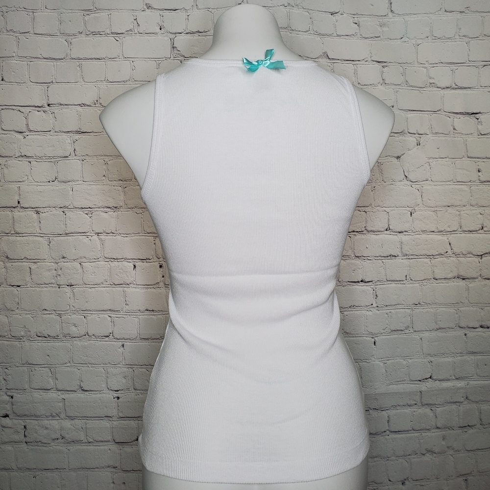 Victoria's Secret Rhinestone Bride White Ribbed Tank Top Size S - Picture 5 of 9